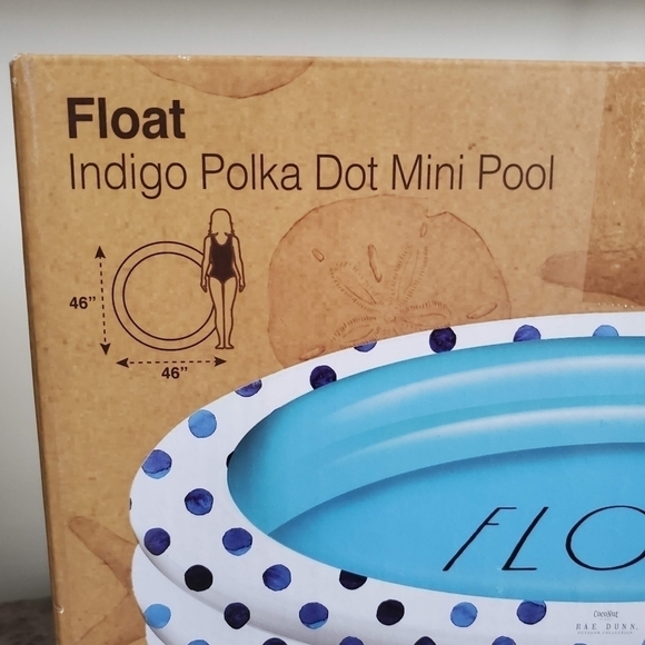 Rae Dunn "Float" Indigo Polka Dot Inflatable Mini Pool - Picture 3 of 5